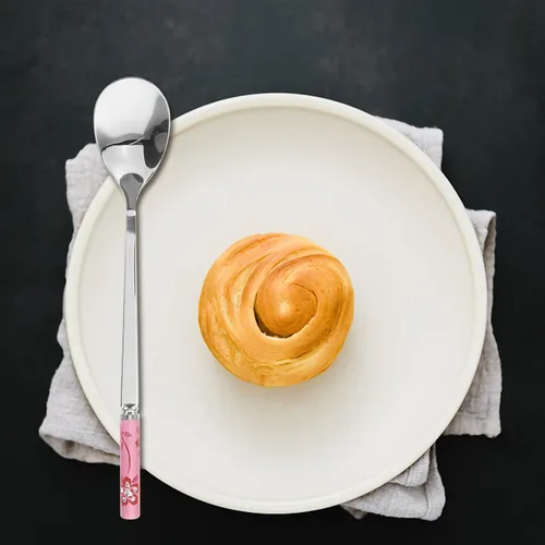 Vista 2 de BESPORTBLE 5 cucharas de metal para postre para helados, helados, café, espresso, cucharas agitadoras seguras y cómodas de sostener para ocasiones