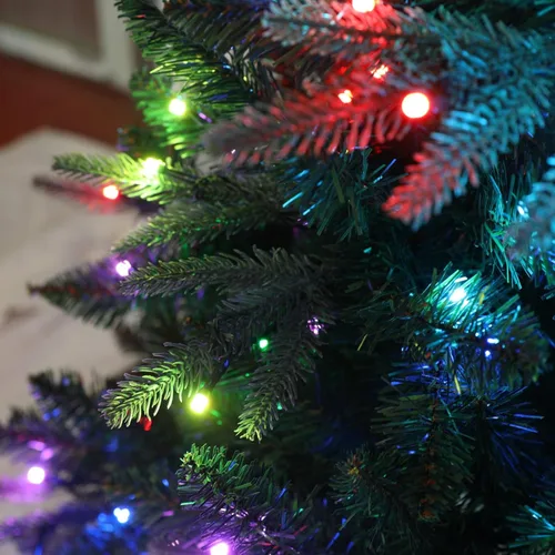 Vista 5 de Árbol de Navidad preiluminado de 8 pies con 470 luces LED, árbol de Navidad artificial con luces RGB multicolor controladas por aplicación, 1755