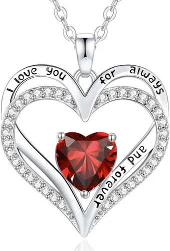 Vista 49 de CDE Collares de piedra natal para mujer, plata de ley 925, collar con colgante de corazón para siempre, Navidad, cumpleaños, aniversario, día de San