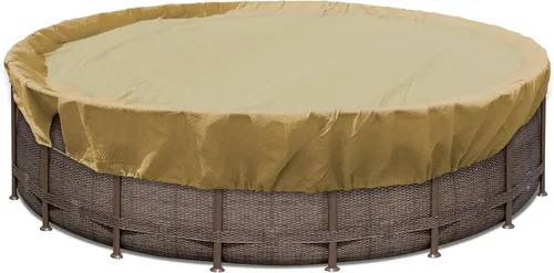 Vista 19 de SunnyRoyal Cubierta de piscina para piscinas sobre el suelo, cubierta redonda de invierno de 10 pies para piscinas de 6 pies, cubierta de seguridad