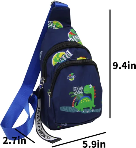 Vista 5 de ANKOMINA Bolso bandolera pequeño para niños, lindo bolso cruzado de dibujos animados, bolsa de hombro de unicornio dinosaurio para exteriores