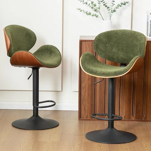 Vista 20 de Kidol & Shellder Taburetes de bar individuales grandes con respaldo de 21 pulgadas, sillas de bar modernas giratorias de altura ajustable, taburetes