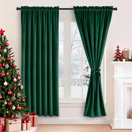 Vista 41 de JIUZHEN Cortinas de terciopelo beige de 63 pulgadas de ancho x 63 pulgadas de largo, cortinas de terciopelo retro suaves con bolsillo para barra