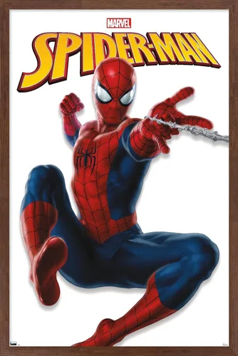 Vista 15 de Trends International Marvel Comics - Póster de pared de la serie Spider-Man, 22.4 pulgadas de largo x 14.7 pulgadas, versión enmarcada de madera