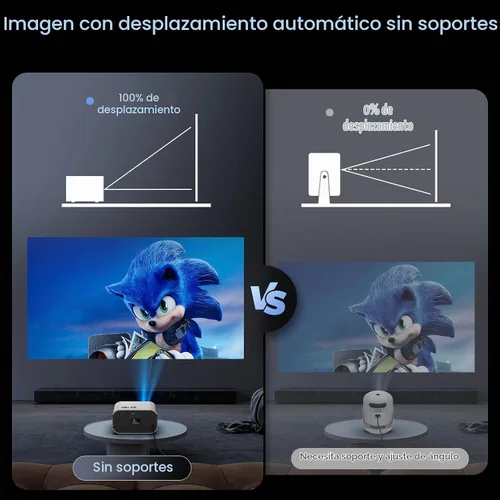 Vista 3 de Mini proyector con WiFi y Bluetooth, soporte 4K, proyector inteligente portátil al aire libre nativo 1080P, pantalla espejo compatible