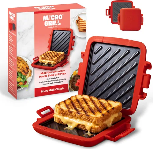 Vista 9 de Sandwichera clásica para microondas, parrilla para microondas, tostadora, sándwiches de queso a la parrilla de 3 minutos, cubierta de silicona Azul
