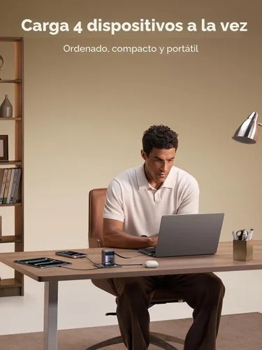 Vista 7 de UGREEN Nexode - Cargador retráctil USB C de 100 W GaN con cable integrado, adaptador de pared de carga rápida de 3 puertos para laptop, MacBook