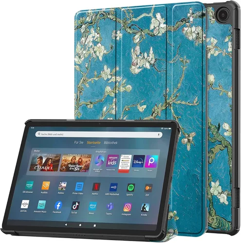 Vista 17 de Funda tipo folio con tapa para tablet Fire Max 11, ajuste delgado, de piel sintética de alta calidad, parte trasera dura, con función de apagado