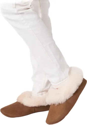 Vista 2 de Raymis Pantuflas unisex 100% de piel de alpaca para bebé, zapatos de dormir suaves, cálidos y cómodos