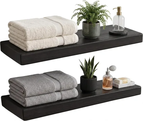 Vista 24 de joelsantiques Estantes flotantes de madera de 24 pulgadas para pared, 24 x Beige