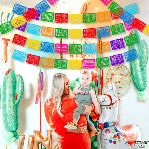 Vista 8 de KatchOn, Fieltro Mexican Fiesta Party Banner Papel Picado 6 Cuerdas 54