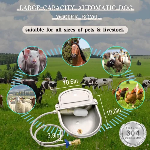 Vista 8 de Dispensador automático de agua para perros con orificio de drenaje y válvula de drenaje, cuenco de agua automático para perros de acero inoxidable