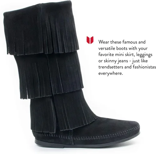 Vista 2 de Minnetonka Botas con flecos de 3 capas para mujer