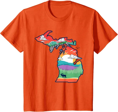 Vista 31 de Michigan Outside - Camiseta con ilustración artística