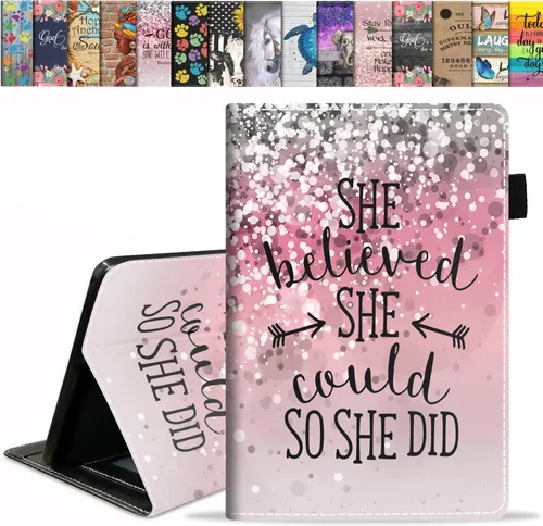 Vista 13 de Funda para tablet Kindle Fire 7 (12ª generación, versión 2022) último modelo de 7 pulgadas, funda delgada de piel sintética con soporte para tarjeta