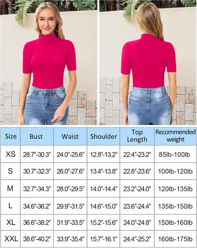 Vista 6 de MANGOPOP Camiseta de manga corta de 34 con cuello alto falso para mujer, corte ajustado, media codo