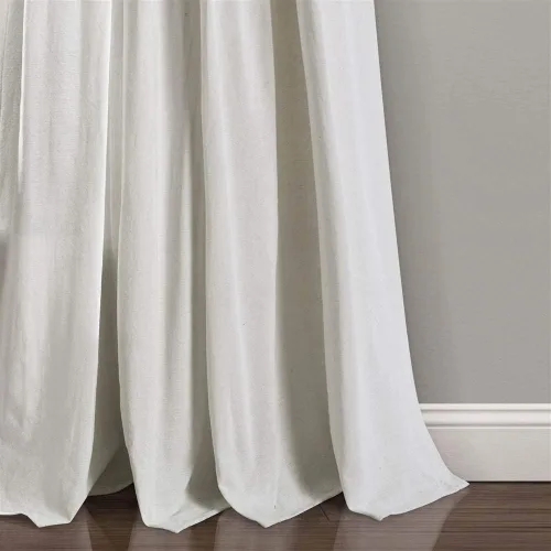 Vista 4 de Lush Decor - Cortinas de lino con botones de estilo granja, panel único, diseño plisado de dos tonos de 40 pulgadas de ancho x 84 pulgadas de largo