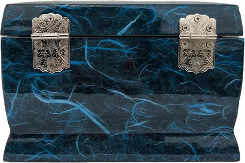 Vista 5 de Fun-Store Caja de madera con incrustaciones de nácar con incrustaciones de nácar, caja de madera, diseño de árbol de grúa, espejo, recuerdo, tesoro