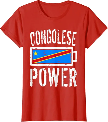 Vista 31 de Camiseta de batería de energía congoleña con bandera de República Democrática del Congo, Negro, S
