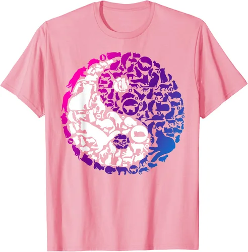 Vista 49 de Cute Kitty Cats and Zen Spirit Peace & Love Yin Yang - Camiseta de gato Negro