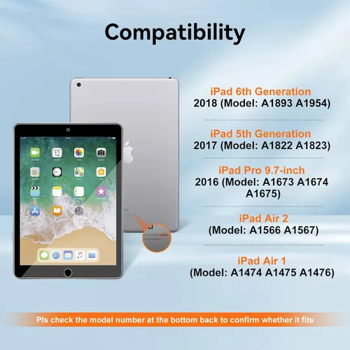 Vista 2 de Paquete de 2 protectores de pantalla para iPad de 6ª 5ª generación de 9.7 pulgadas 2018 2017, para iPad Pro 9.7 2016 / iPad Air 2/1 2014 2013