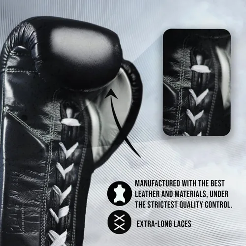 Vista 4 de CLETO REYES Guantes de boxeo de competición profesional para hombres y mujeres, cuero y crin de caballo, MMA, Kickboxing, Muay Thai, con cordones