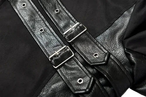 Vista 6 de Abrigo steampunk para hombre, chaqueta gótica, abrigo de cuero, disfraz medieval