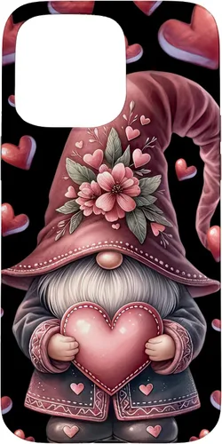 Vista 30 de iPhone 11 Pro Max - Funda con diseño de corazón para mujer, diseño retro de gnomo de amor para el día de San Valentín