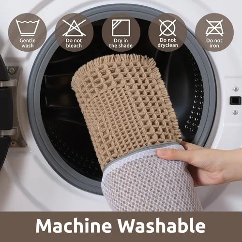 Vista 6 de AMOAMI Tapete de baño absorbente, diseño de punto gofre, antideslizante, lavable a máquina, con borlas, ultrasuave, bohemio, para piso, 2 x 4 pies
