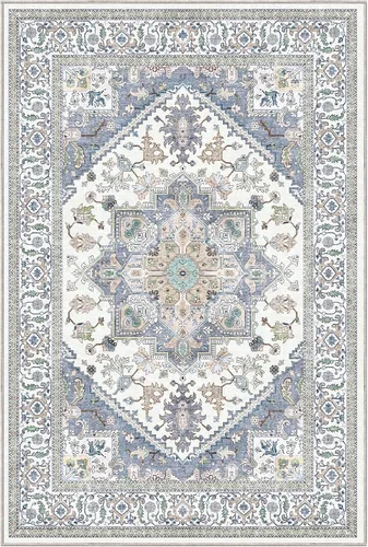 Vista 364 de OPPODREAM Alfombras suaves, pequeñas y lavables con parte trasera antideslizante, alfombra de cachemira sintética de pelo bajo, 2 x 3 pies, azul