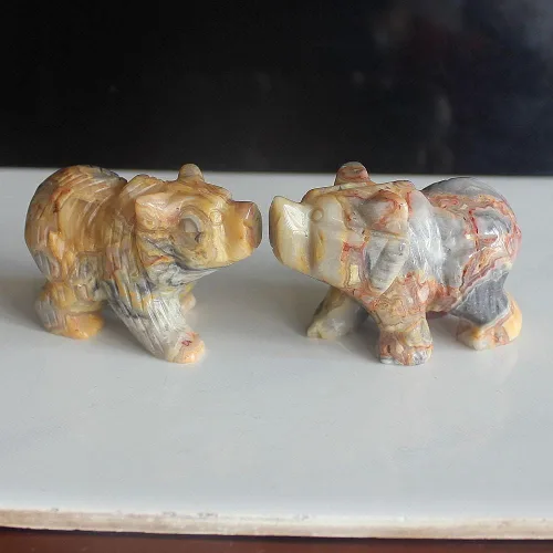 Vista 5 de Figura de oso de cristal tallada a mano de 2 '' talla de animal (ágata de encaje loco 2)