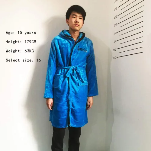 Vista 2 de Nombre bordado Traje de baño azul de los niños Coral Cashmere cálido camisón del niño
