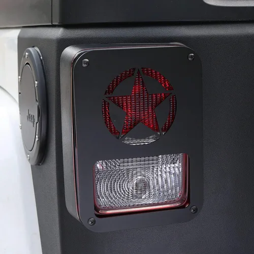 Vista 3 de Hooke Road Protector de luz trasera JK Wrangler, cubierta de luz trasera de cinco estrellas para Wrangler JK y Wrangler Unlimited 2007-2018 - Par