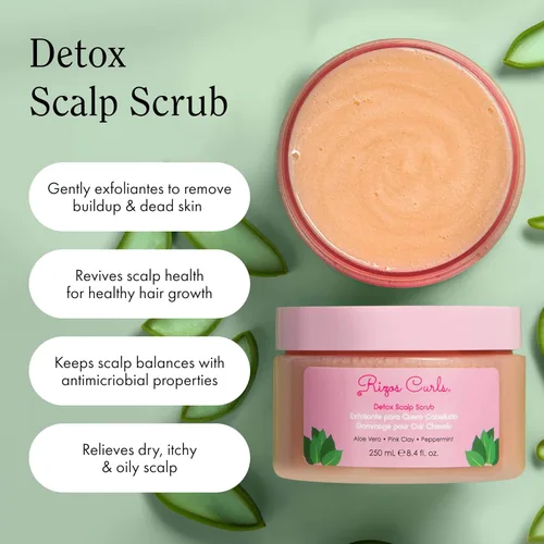 Vista 4 de Rizos Curls Exfoliante desintoxicante para el cuero cabelludo, exfolia para eliminar la acumulación y el exceso de aceite, alivia la picazón