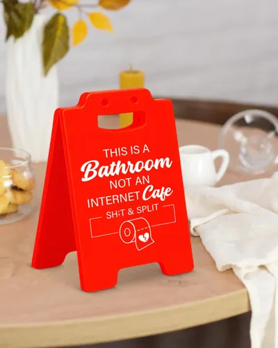 Vista 5 de Cartel sarcástico divertido para el baño, con texto en inglés «This Is A Bathroom Not An Internet Cafe», letrero de decoración de cubículo