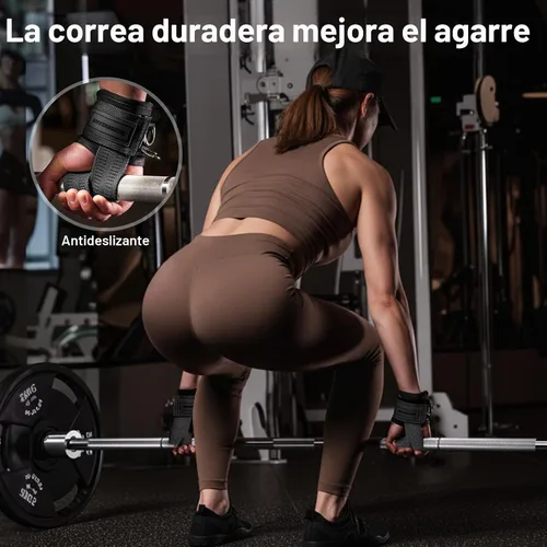 Vista 4 de MANUEKLEAR - Correas de muñeca antideslizantes para levantamiento de pesas, correas de levantamiento de pesas con anillos en D para entrenamiento