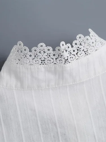 Vista 5 de Cómodo cuello falso de tela jacquard suave para mujer, desmontable, cuello alto ajustable para blusas, vestidos