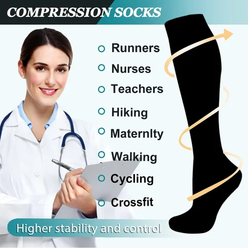 Vista 5 de ACTINPUT 8 pares de calcetines de compresión para mujeres y hombres, medias de compresión de apoyo para médicos, correr, atletismo