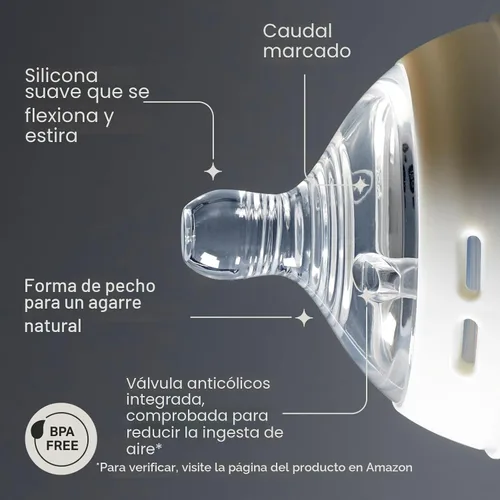 Vista 3 de Tommee Tippee Tetinas de biberón de arranque natural, flujo medio, 9.8 ft+ Cuello ancho
