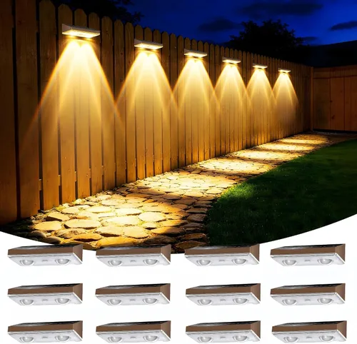 Vista 15 de Luces solares para valla al aire libre, paquete de 6 luces de valla Negro