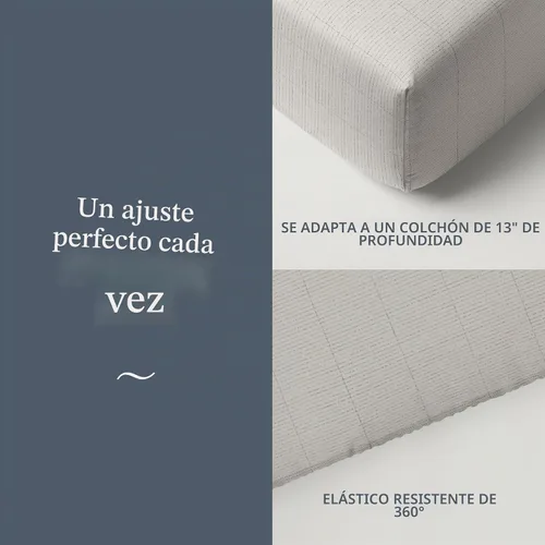 Vista 4 de Sábana ajustable GroundLuxe de fibra de plata 10% orgánica Beige