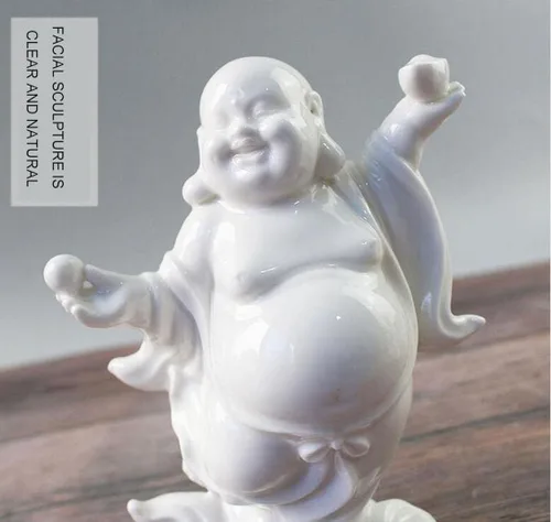Vista 3 de Estatua de Buda Maitreya que ríe Zen Esculturas Ornamento Feliz Budismo de la Suerte Estatua de Sala de estar Oficina Estatua de Estatua de Estatua