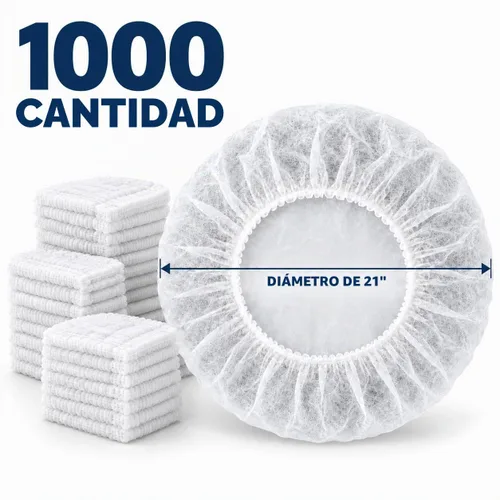 Vista 2 de Gorras Bouffant desechables, red de pelo de 21 pulgadas, tapón elástico para servicio de alimentos, cubierta de cabeza para dormir (blanco-1000)