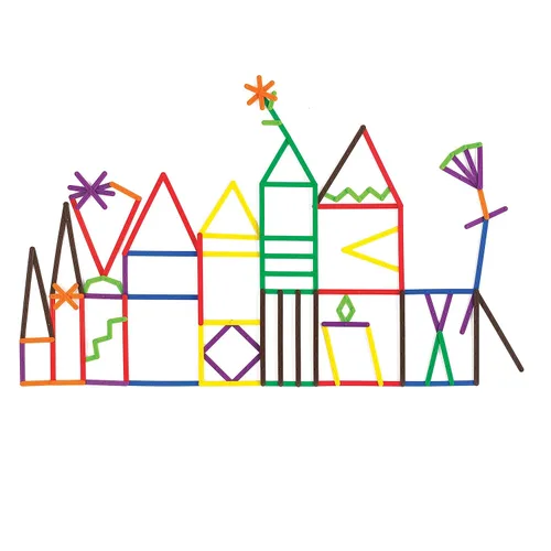 Vista 4 de Ventaja para aprendizaje 21365 Junior Geostix, Grado: Jardín de infantes hasta 5, Plástico. 200 palos de construcción multicolores, 30 tarjetas
