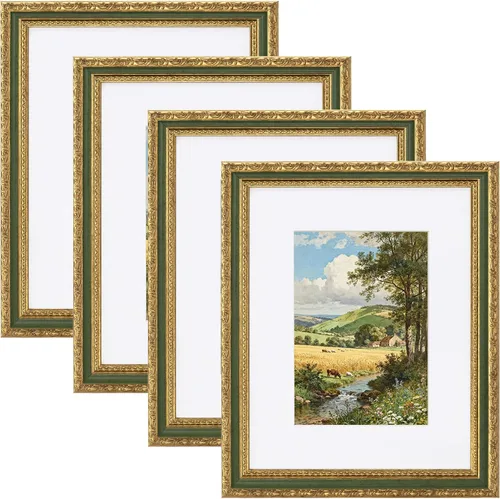 Vista 69 de eletecpro 8x10 Vintage Picture Frame, Glass Cover, Gold, 4-Pack Dorado