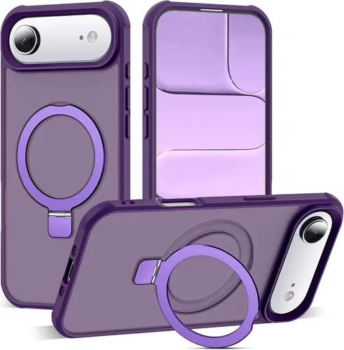 Vista 70 de SKYLMW - Funda compatible con iPhone 11 de 6.1 pulgadas, con soporte magnético invisible tipo anillo, funda translúcida de grado militar, compatible