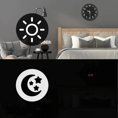 Vista 3 de Reloj de pared analógico de 12 pulgadas, silencioso, sin tictac, reloj de pared grande de cuarzo con LED nocturno, reloj de pared decorativo a