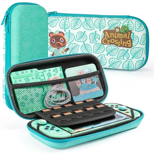 Vista 2 de Gefacr GEFACR Case for Switch with Animal Crossing,Switch Accessories Bundle Carry Case & Protective Case Cover,Screen Protector & Thum green