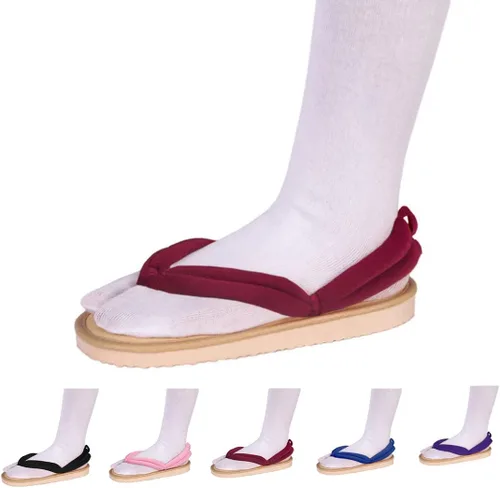 Vista 2 de UZAIN Anime Kimetsu no Yaiba Cosplay Zueco Zapatos Kamado Tanjirou Shinobu Cosplay Sandalia Prop Oshitari con calcetines