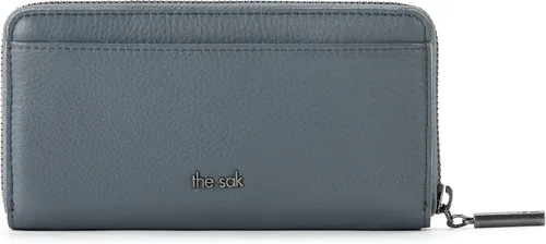 Vista 3 de The Sak Cartera Essential con cremallera en piel, color azul polvoriento, Azul (Dusty Blue)